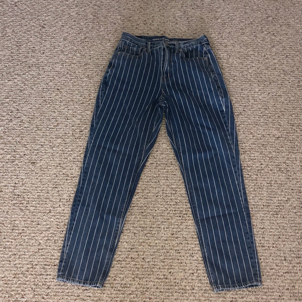 American Eagle high waisted striped mom jeans